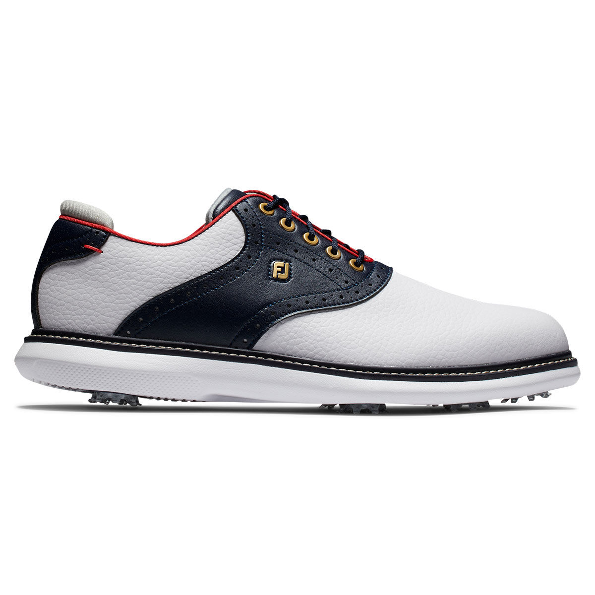 FootJoy Men's Traditions Waterproof Spiked Golf Shoes, Mens, White/red/navy, 8.5, Regular | American Golf von FootJoy