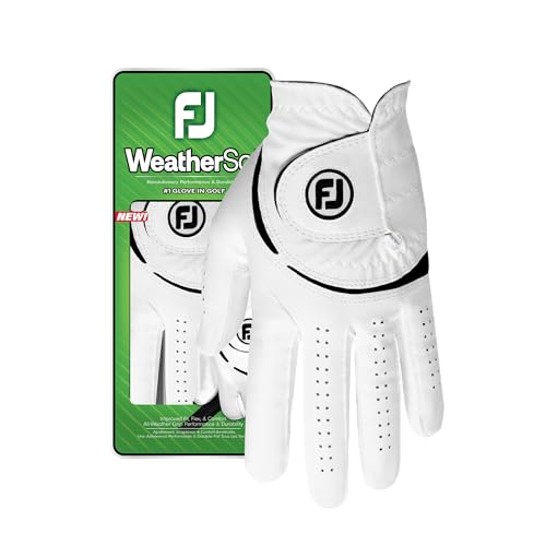 FootJoy WeatherSof Damen-Golfhandschuh, Weiß, Größe M/L, rechts getragen FootJoy WeatherSof Damen-Golfhandschuh, Weiß, Größe M/L, rechts getragen von FootJoy
