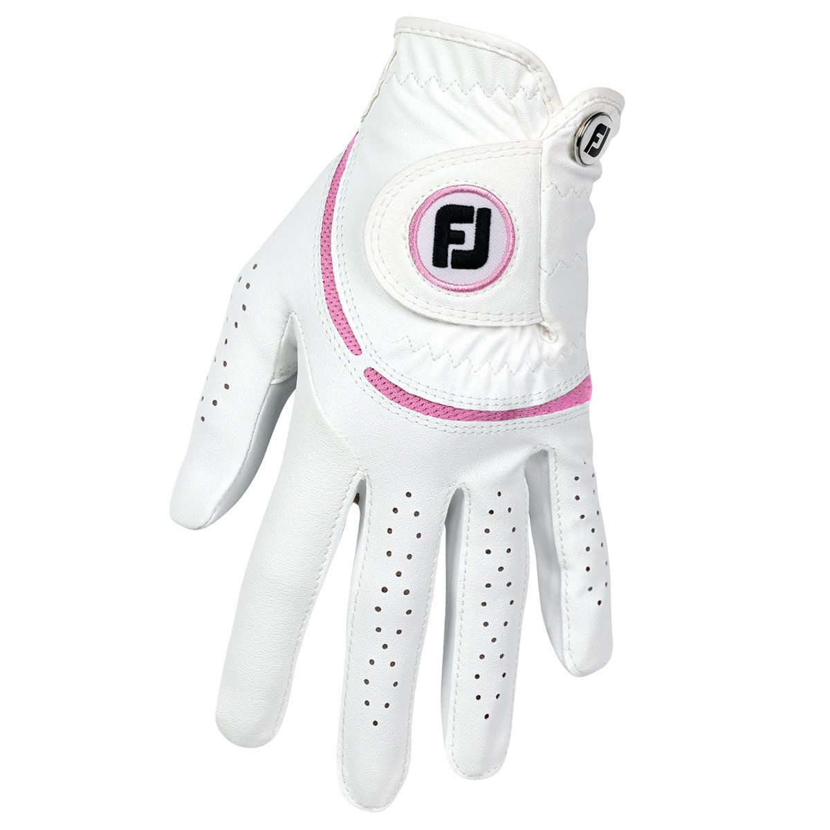 FootJoy Womens Weathersof Golf Glove, Female, Left hand, Medium, White/pink | American Golf von FootJoy