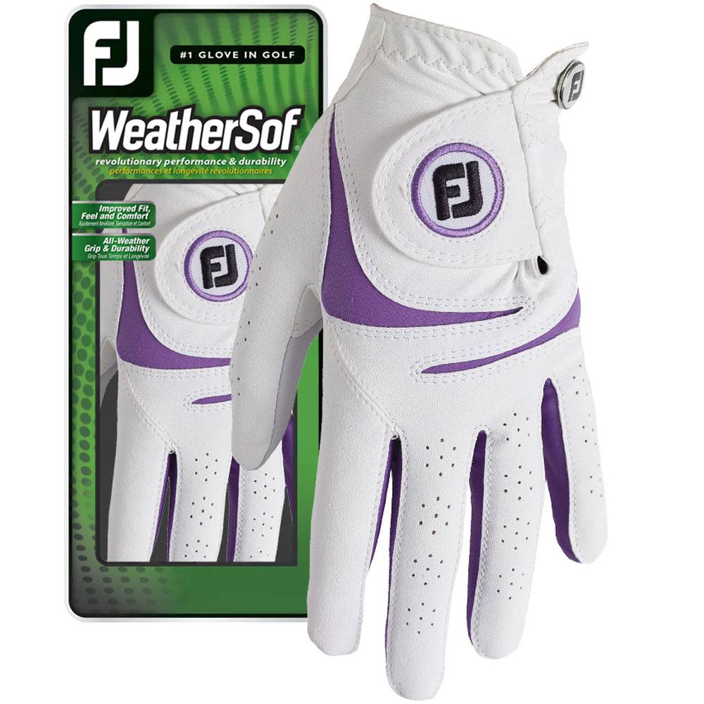 'Footjoy WeatherSof Damengolfhandschuh weiss/violett' 'Footjoy WeatherSof Damengolfhandschuh weiss/violett' von FootJoy