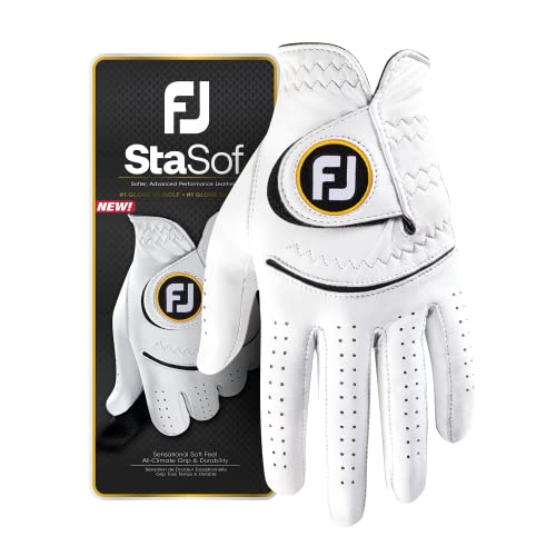 FootJoy StaSof Golfhandschuh für Herren, Weiß, Größe M/L, für linke Hand getragen von FootJoy