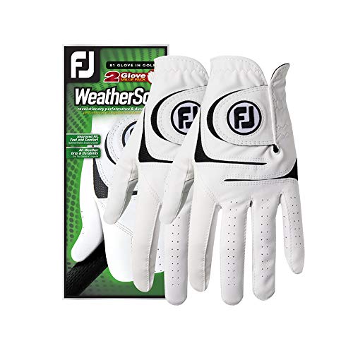 FootJoy Herren WeatherSof 2er-Pack Golf-Handschuhe, Weiß, Medium von FootJoy