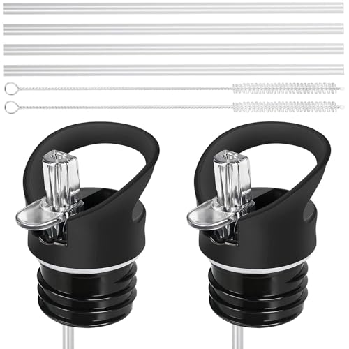 Forhandy Ersatzdeckel Strohdeckel, 2 Stück Ersatzdeckel für Trinkflasche Trinkflaschen Ersatzteile mit Strohhalm/Reinigungsbürste, Standard Mund Wasserflasche Deckel Schwarz Trinkflasche Straw Lid Forhandy Ersatzdeckel Strohdeckel, 2 Stück Ersatzdeckel für Trinkflasche Trinkflaschen Ersatzteile mit Strohhalm/Reinigungsbürste, Standard Mund Wasserflasche Deckel Schwarz Trinkflasche Straw Lid von Forhandy