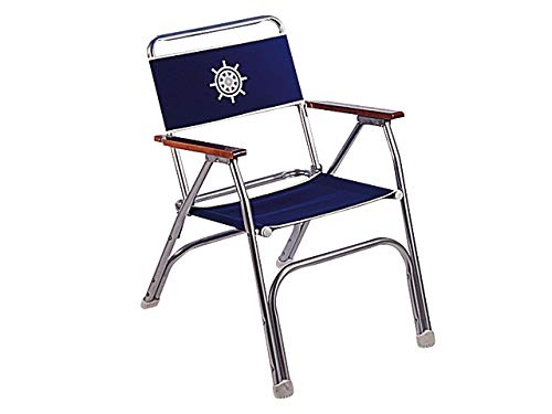 Forma Deckstuhl Bootstuhl Camping Stuhl mit nautischem Motiv blau klappbar von Talamex