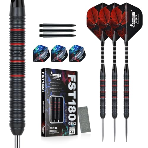 Formula Sports Dartpfeile mit Metallspitze 90% Tungsten Steel-Dartpfeile 3 Stück Profi Steeldarts in 21, 22, 23, 24 Gramm (9366-23g) von Formula Sports