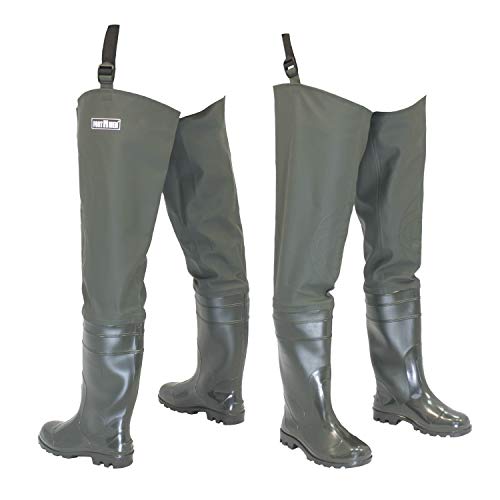 FortMen Watstiefel Herren Anglerhose mit Stiefel wasserdichte Wathose Größe Gr. 38-47 Lange Watthosen Gummistiefel Fishing Boots Angel (Olivgrün, EU Schuhgrößensystem, Erwachsene, Numerisch, M, 47) von FortMen