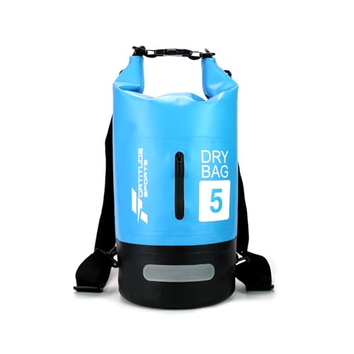 Fortitude Sports Wasserdichter Dry Bag 5L / 10L / 20L Wasserdichter Rucksack Stuff Sack Nassbeutel für Schwimmen, Paddleboarding, Reisen, Kajakfahren, Angeln, Strand, hellblau, 5 l, Wasserdichter von Fortitude Sports