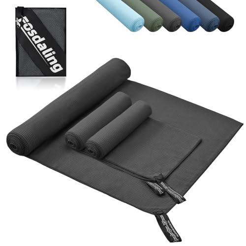 Fosdaling 3er Set Mikrofaser Handtuch: Groß 160×80cm & 2 Klein 80×40cm, Schnelltrocknend Microfaser Sporthandtuch, für Badetuch, Reisehandtuch, Fitness & Sport Handtücher und Strandtuch (Dunkelgrau) Fosdaling 3er Set Mikrofaser Handtuch: Groß 160×80cm & 2 Klein 80×40cm, Schnelltrocknend Microfaser Sporthandtuch, für Badetuch, Reisehandtuch, Fitness & Sport Handtücher und Strandtuch (Dunkelgrau) von Fosdaling