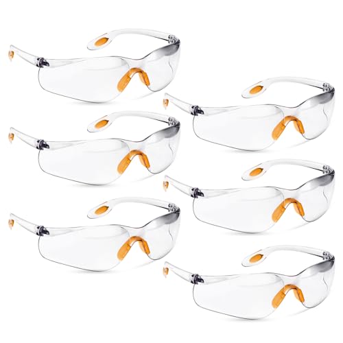 Fosoloni 6 Stück Schutzbrille Arbeitsschutzbrille, Schutzbrille Staubdicht, Transparent Augenschutzbrille, Für Sicheren Schutz - Augenschutzbrille Sicherheitsbrille Laborbrille Kratzfeste Linsen von Fosoloni