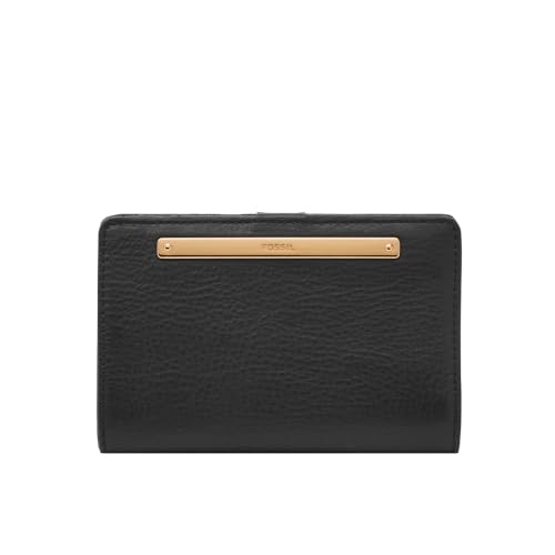 Fossil Damen Liza Leder Multifunktions Bifold Geldbörse für Frauen, Schwarz mit Gold, Einheitsgröße Fossil Damen Liza Leder Multifunktions Bifold Geldbörse für Frauen, Schwarz mit Gold, Einheitsgröße von Fossil