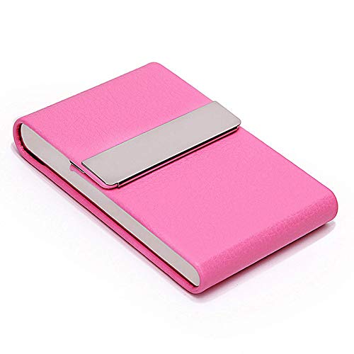 Fossthiroy PU Visiten Karten Etui für Damen Herren Visiten Karten Etui Slim Professional Visiten Karten Etui mit Magnet Verschluss, Rosa von Fossthiroy