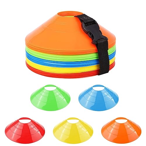 Fousenuk 50 Stück Fussball Hütchen Set, Runde Markierungshütchen Mit Ständer, Sport Hütchen, Markierungsscheiben, Fußball Hütchen für Hockey, Eislaufen, Handball, Koordinationstraining (5 Farben) Fousenuk 50 Stück Fussball Hütchen Set, Runde Markierungshütchen Mit Ständer, Sport Hütchen, Markierungsscheiben, Fußball Hütchen für Hockey, Eislaufen, Handball, Koordinationstraining (5 Farben) von Fousenuk