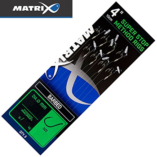Fox Matrix Super Stop Method Rigs - 8 gebundene Angelhaken zum Friedfischangeln, Einzelhaken zum Angeln auf Friedfische, Haken, Gr./Durchmesser/Tragkraft:Gr. 18 /2.88kg /0.18mm Fox Matrix Super Stop Method Rigs - 8 gebundene Angelhaken zum Friedfischangeln, Einzelhaken zum Angeln auf Friedfische, Haken, Gr./Durchmesser/Tragkraft:Gr. 18 /2.88kg /0.18mm von Fox