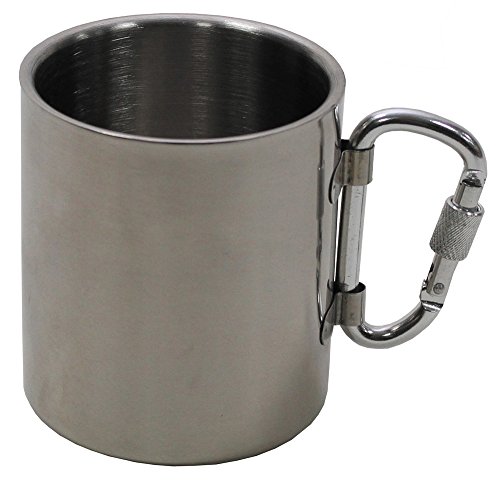 Fox Outdoor Tasse, Edelstahl, Karabiner, doppelwandig, 300 ml, Griff klappbar von MFH