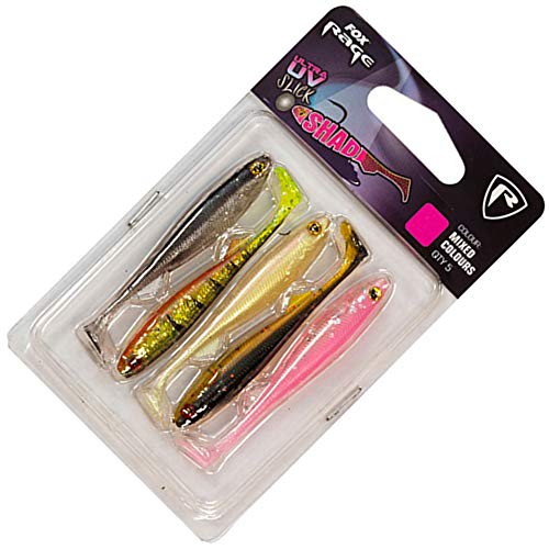 Fox Rage Slick Shad Mixed UV Colour Pack - 5 Gummifische, Länge:7cm Fox Rage Slick Shad Mixed UV Colour Pack - 5 Gummifische, Länge:7cm von Fox