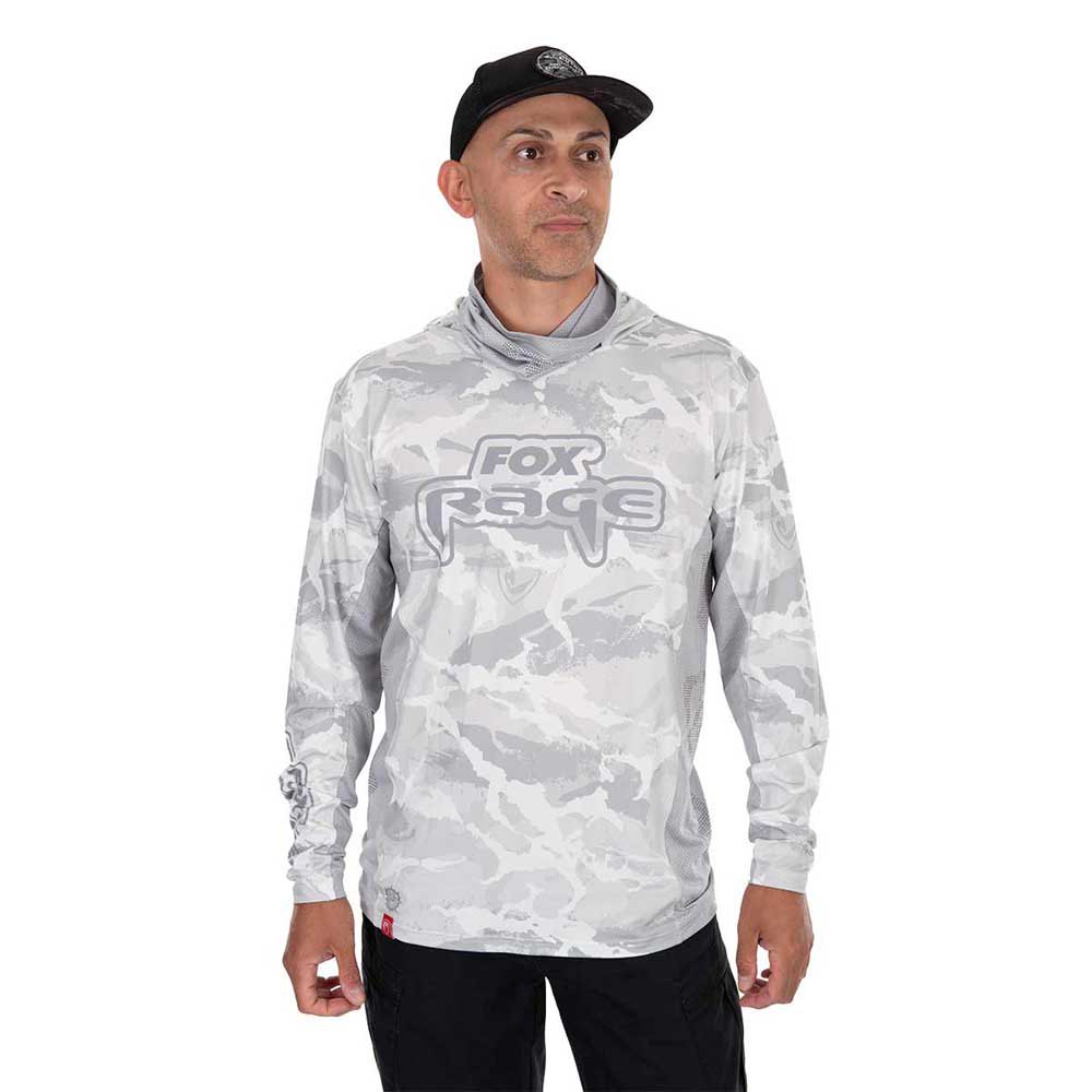 Fox Rage Uv Light Uv Hooded Long Sleeve T-shirt Grau S Mann von Fox Rage