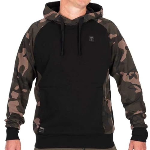 Fox Black/Camo Pullover Premium Hoodie - Angelpullover, Pullover für Angler, Angelbekleidung, Größe:S von Fox