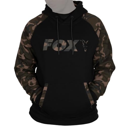 Fox Black/Camo Raglan Hoodie - Angelpullover, Größe:S von Fox