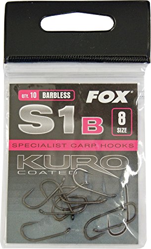 Fox Kuro S1 Series barbless - 10 Karpfenhaken zum Angeln auf Karpfen, Angelhaken zum Karpfenangeln, Haken, Einzelhaken ohne Widerhaken, Größe:8 Fox Kuro S1 Series barbless - 10 Karpfenhaken zum Angeln auf Karpfen, Angelhaken zum Karpfenangeln, Haken, Einzelhaken ohne Widerhaken, Größe:8 von Fox