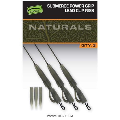 Fox Naturals Submerge Power Grip Lead Clip Leader 30lb 75cm - 3 Karpfenvorfächer, Karpfenrigs, Vorfächer zum Karpfenangeln Fox Naturals Submerge Power Grip Lead Clip Leader 30lb 75cm - 3 Karpfenvorfächer, Karpfenrigs, Vorfächer zum Karpfenangeln von Fox