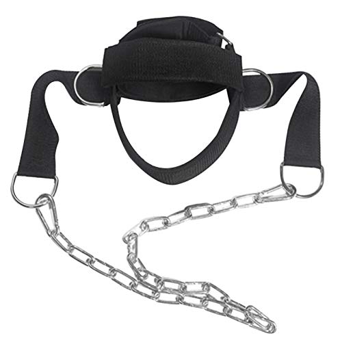 Verstellbarer Kopfgurt mit Kette, Nackengurt für Krafttraining, Gewichtheben, Ausdauertraining (schwarz) von FralnFit