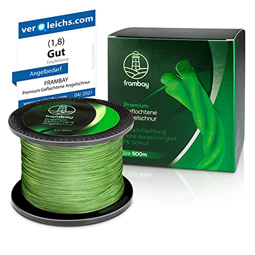 Frambay Geflochtene Angelschnur mit starker 4-Fach Flechtung I Angelschnur geflochten und flexibel I Fishing Line, Angelsehne, Angel Schnur - 150m (0,14mm) Frambay Geflochtene Angelschnur mit starker 4-Fach Flechtung I Angelschnur geflochten und flexibel I Fishing Line, Angelsehne, Angel Schnur - 150m (0,14mm) von Frambay