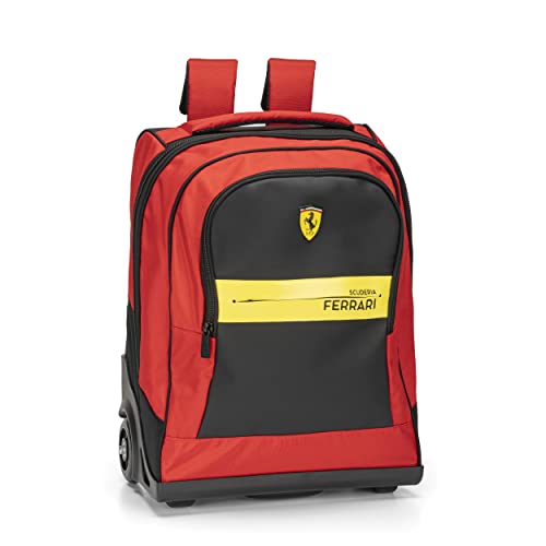 Ferrari – Rucksack mit Trolley und höhenverstellbar, mit verdecktem Griff und Schultergurten, großes Fach und Fronttasche mit Reißverschluss – Rucksack für Mädchen und Kinder mit Namensetikett und von Franco Cosimo Panini