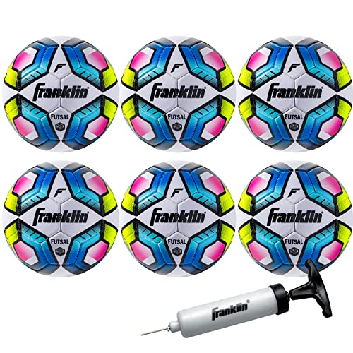 Franklin Sports Futsal Ball – Offizielle Größe Futsal-Fußball – Indoor und Outdoor Futsal-Ball – Größe 4 – 6er-Pack mit Pumpe von Franklin Sports