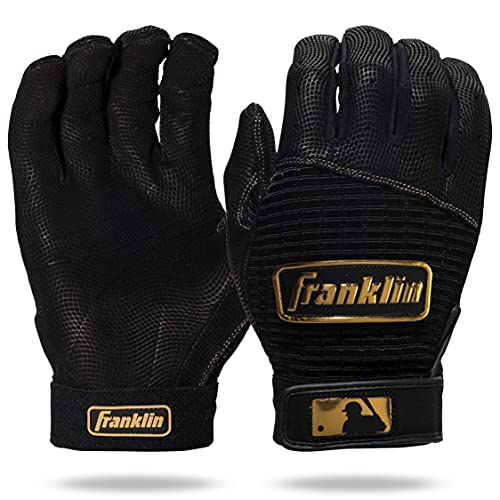 Franklin Sports MLB Pro Classic Baseball Batting Gloves Pair - Black/Gold - Adult Medium von Franklin Sports