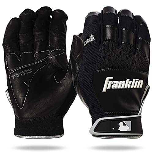 Franklin Sports MLB Shok-Sorb X Baseball Batting Handschuhe, Shok-Sorb X Batting Gloves - Black/Black - Adult X-Large, schwarz/schwarz, Erwachsene X-Large von Franklin Sports