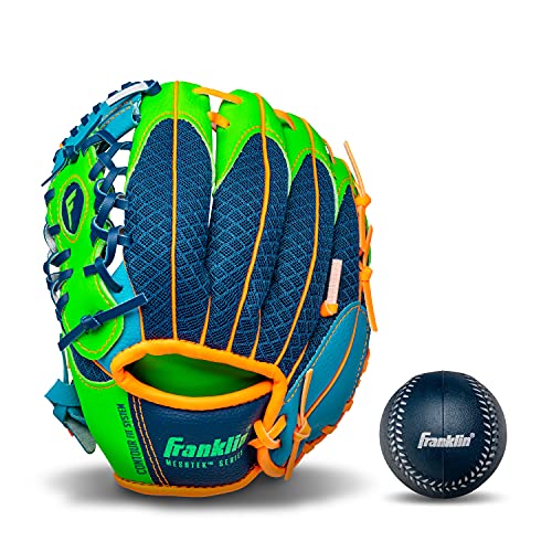 Franklin Sports Teeball Recreational Series Fielding Handschuh mit Baseball, 24,1 cm, Königsblau/Limettengrün/Orange von Franklin Sports