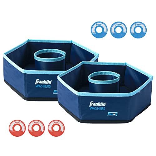 Franklin Sports Unterlegscheiben-Set – (2) 30,5 x 30,5 cm Faltbare Zielscheiben – tragbarer Spaß – perfekt für Strand, Partys – Ersatz-Flaschenverschluss-Unterlegscheiben (blau, rot) von Franklin Sports