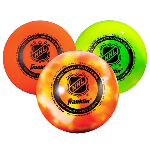 FRANKLIN - AGS Streethockey Gel Bälle NHL I Ball für Roller- & Inlinehockey I Outdoor Ball mit Active-Gravity-System I spezielle gedämpfte Flüssigkeit im Ballinneren I mittelhart I Orange - 3 Stück von Franklin Sports