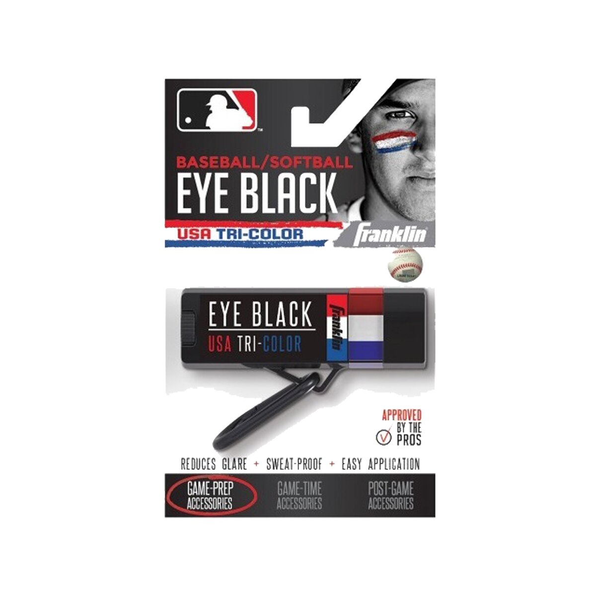 Franklin Premium Eye Black, Gesichtsfarbe - USA Tri-Color Franklin Premium Eye Black, Gesichtsfarbe - USA Tri-Color von Franklin
