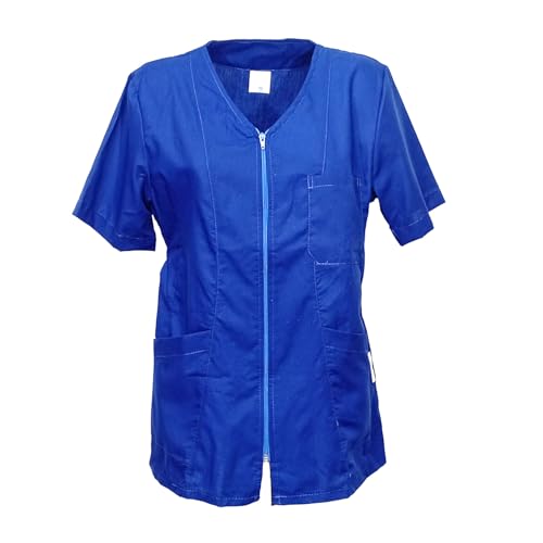 Kittel, Bluse, Arbeitskleidung für Kosmetikerin, Friseuse, Schönheitssalon, Massagesalon, mit Reißverschluss, aus Baumwolle L blau Kittel, Bluse, Arbeitskleidung für Kosmetikerin, Friseuse, Schönheitssalon, Massagesalon, mit Reißverschluss, aus Baumwolle L blau von fratelliditalia.org