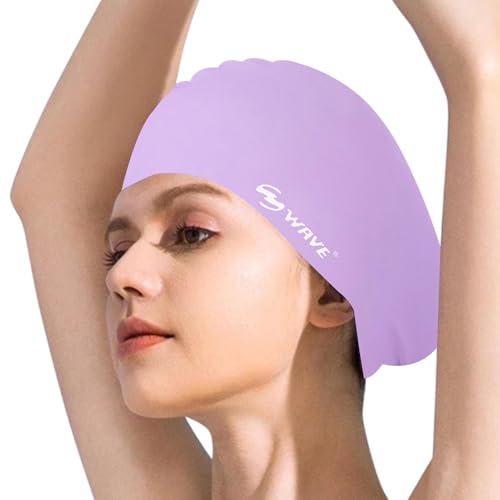 Fravsiu Badekappe für Damen | Unisex Erwachsene Silikon Badekappe - Badekappen für Frauen, die Schwimmen, um das Haar trocken zu halten, Erwachsene, Jugendliche, Gehörschutz, Schwimmhut von Fravsiu