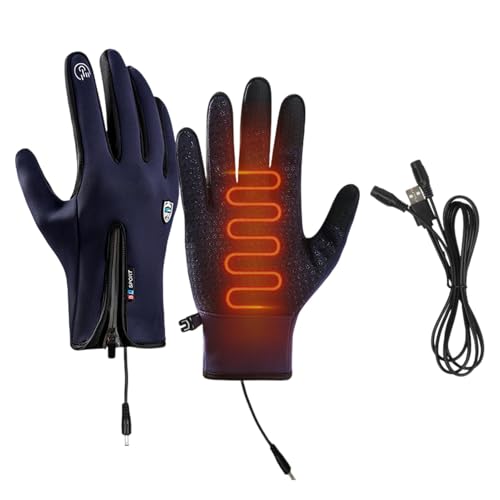 Womens Heated Gloves, USB Rechargeable Gloves, Touchscreen Heated Gloves, Adjustable Winter Gloves, Adjustable Waterproof Heated Gloves for Cycling, Ice Skating, and Outdoor Winter Activities von Fravsiu