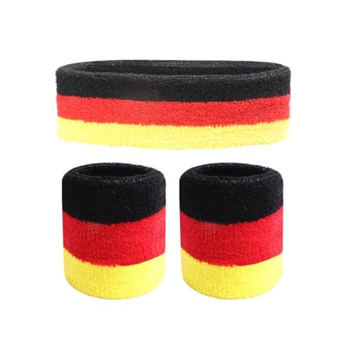 Regenbogen Schweissband Set，3 Stück Sport-Stirnband schweissband Schweißbänder Set Armband-Set für Kinder Herren Damen Sportband Basketball Tennis Workout von Frdelma