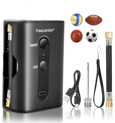FreeLionVon Automatische elektrische Ballpumpe,Elektrische schnelle Ballpumpe, Leicht zu tragen, (max. 20 PSI) mit Nadel und Luftschlauch，für Fußball, Basketball, Volleyball, Rugby von FreeLionVon