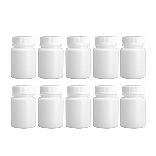 Freebily 10 Pcs Leere Plastik Medizin Flasche Tablettendosen mit Schraubverschluß Abfüllung für Medizin Kapsel Pille Veranstalter Flasche 20ml /30ml /50ml /80ml Weiß 20ml von Freebily