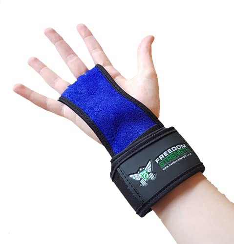 Freedomstrength Handflächenschutz für Gymnastik, mit gepolsterter Handgelenkschlaufe, Blau, Größe S von Freedom Strength