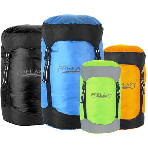 Frelaxy Kompressionssack, 40% mehr Stauraum! 11L/18L/30L/43L/49L Wasserfest & Ultraleichter Aufbewahrungstasche für Schlafsack - Platzsparende Ausrüstung für Camping, Wandern, Reisen (Orange, L) von Frelaxy