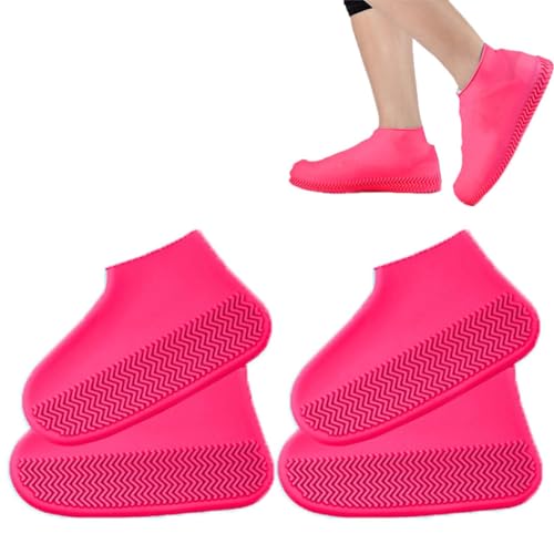 Frenaki Affectionk rutschfeste wasserdichte Schuhüberzüge, Wiederverwendbare rutschfeste Gummi-Regenschuhüberzüge, Fahrradschuh-Schutz für den Außenbereich, Silikon-Regenschuhüberzüge (Rosa,XL) von Frenaki