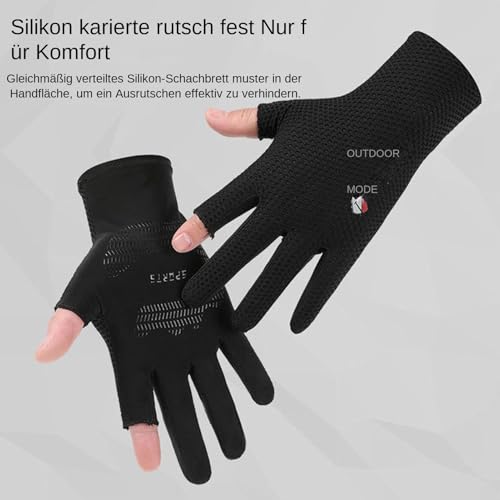 Frfik Angelhandschuhe - Angelhandschuhe Herren | 2 geschnittene Fingerhandschuhe Fäustlinge Angelhandschuhe | UV-Handschuhe, Sonnenhandschuhe, Radfahren, UV-Schutzhandschuhe für Outdoor, Jagd von Frfik