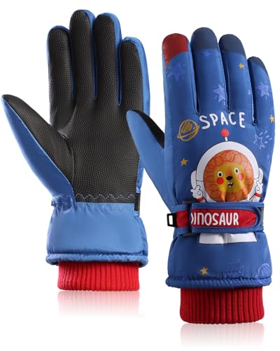 FrikyMonking Kinder Skihandschuhe Winter Wasserdicht Ski Handschuhe für 8-14 Jahre Jungen Mädchen Schneehandschuhe Winddichte Winterhandschuhe Warm Fleece Fahrradhandschuhe von FrikyMonking