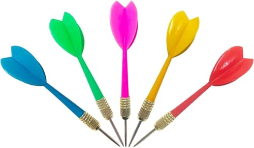 Frogetu 10 Stück Dartpfeilemit Metallspitze,5 Farben, Barrel Bunte Darts,ProfiSteeldarts,Steel-Dartpfeile von Frogetu