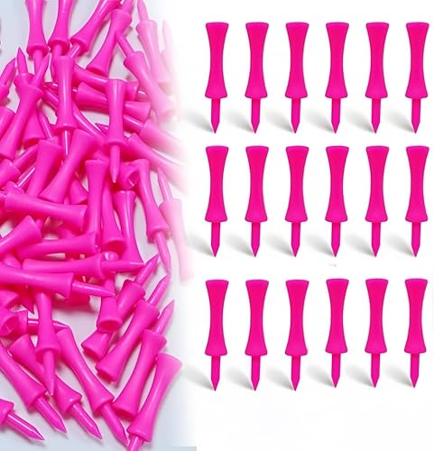 Frogetu 60 Stück Rosa Kunststoff Golftees Set, Golf Tees Kunststoff Driver, Wiederverwendbar Golftees, Premium Golf Tees für Driver, Durable Tees Golf für Golfer üben von Frogetu