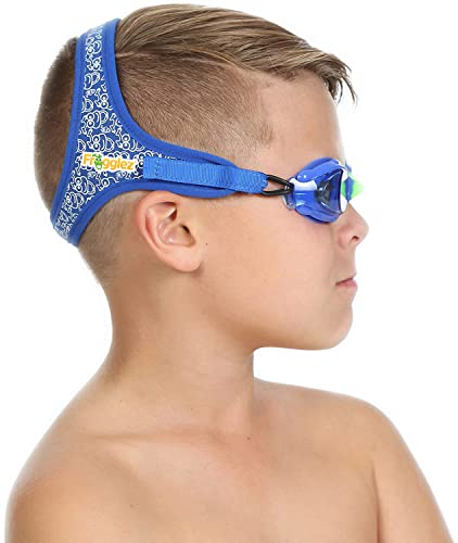 Frogglez Kinder Schwimmbrille mit schmerzfreiem Band | Ideal für Kinder von 7,6 - 25,4 cm Schwimmunterricht | Auslaufsicher, kein Haarziehen, UV-Schutz | Empfohlen von olympischen Schwimmern von Frogglez
