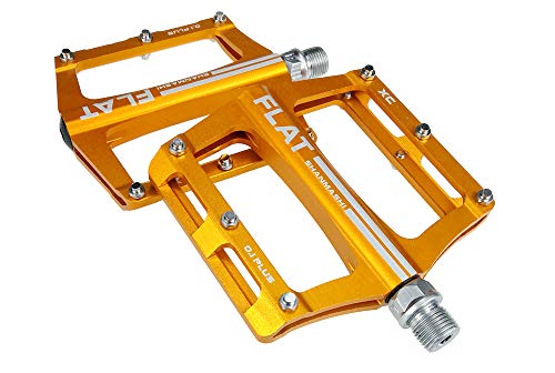 FrontStep Aluminium Anti-Rutschpedale Leicht Fahrrad Pedale Für MTB/Mountainbike Pedal/BMX Pedal Mit Cr-Mo Stahlspindel (Gelb) von FrontStep