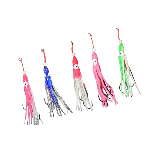 Frotox 5Pcs Salzwasser Köder Mit Haken Rock Trolling Swimbait Weiche Leuchtende Trolling Angeln Tintenfisch Lockt von Frotox